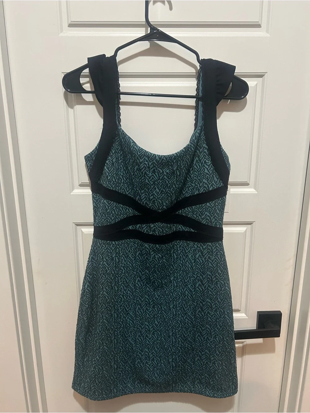 NWT Free People Teal Mini Dress with Black Strap Accents